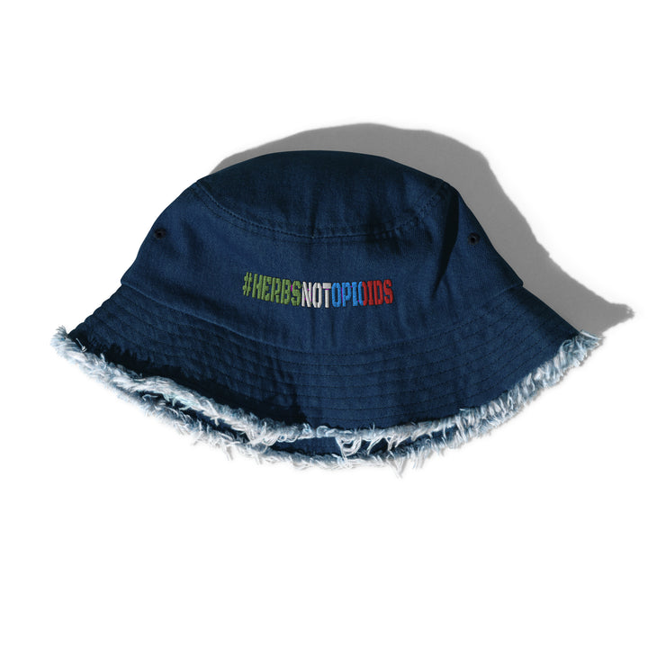 Distressed denim bucket hat